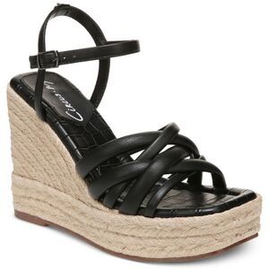 NIB Circus by Sam Edelman Irene Black Woven Strap Espadrille Wedge Sandals Sz 7